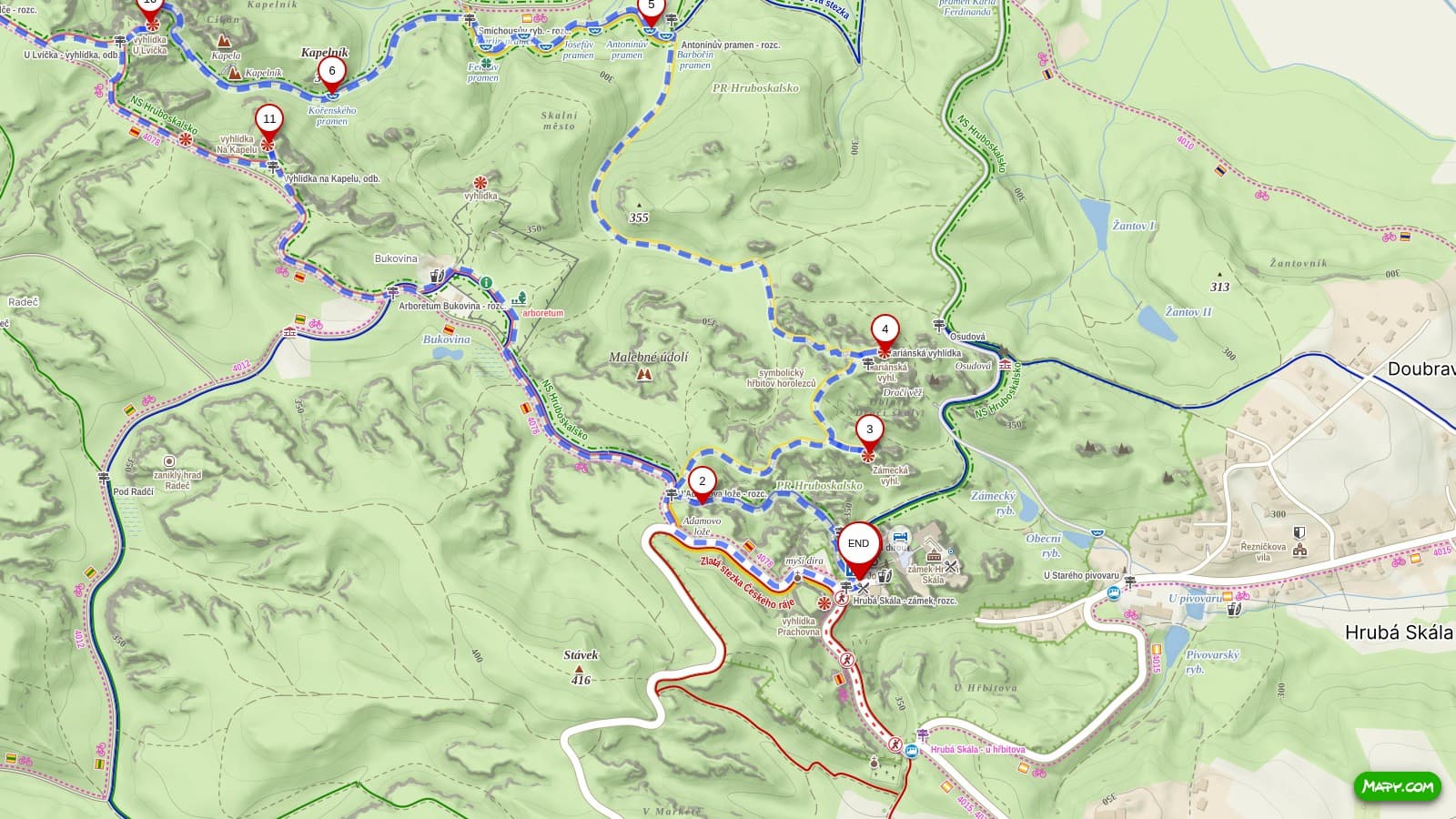 Mapa trasy - Hruboskalský okruh